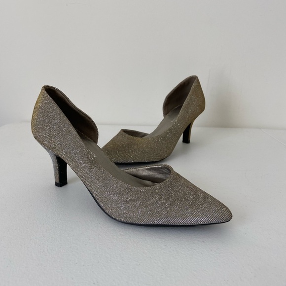 CL by Laundry women’s Estelle D’Orsay champagne shimmer‎ sparkle pump heels 7.5 - Picture 1 of 7